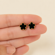 Aretes Alina Trébol Negro Hadorelle vista de escala