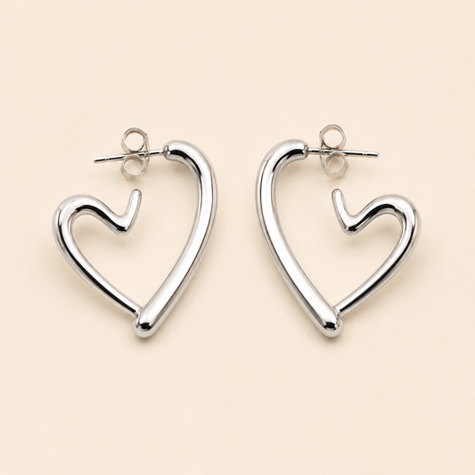 Aretes Amara Plateados Hadorelle en acero inoxidable