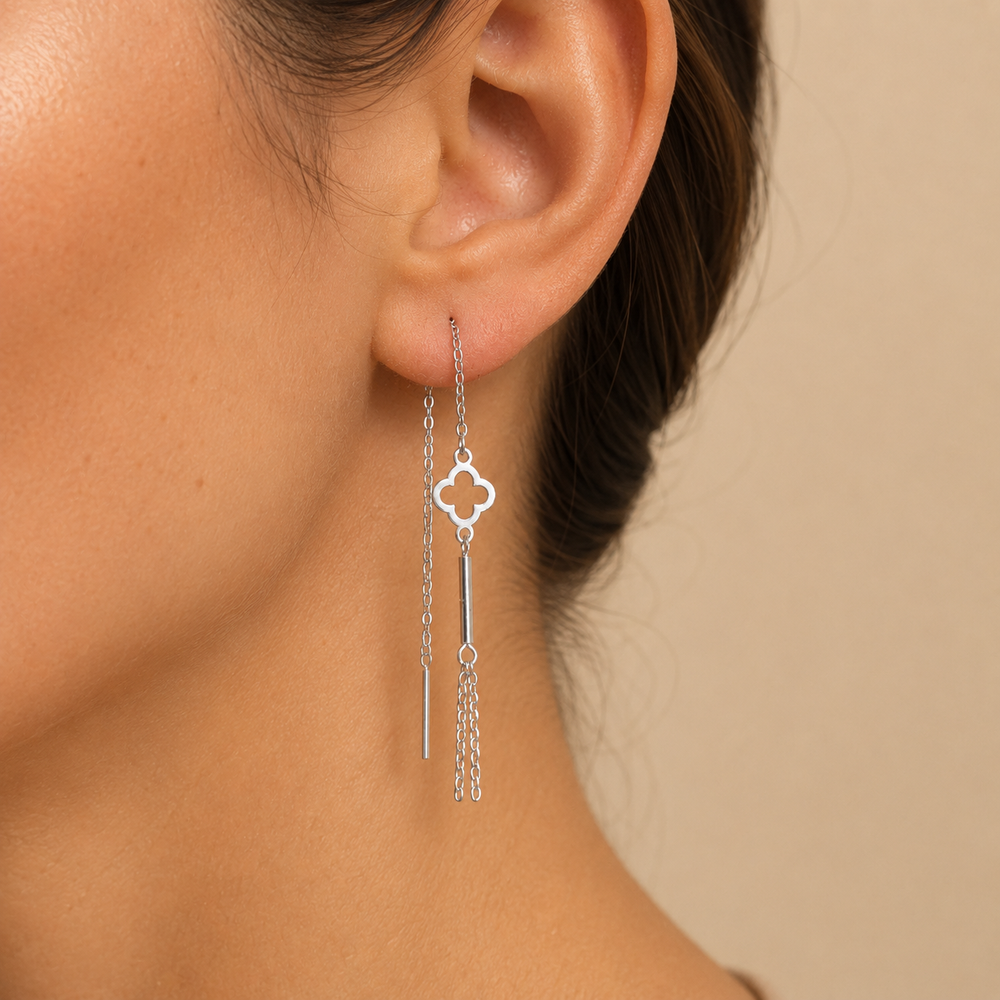 Aretes Clarisse Trébol Pasante Plata .925