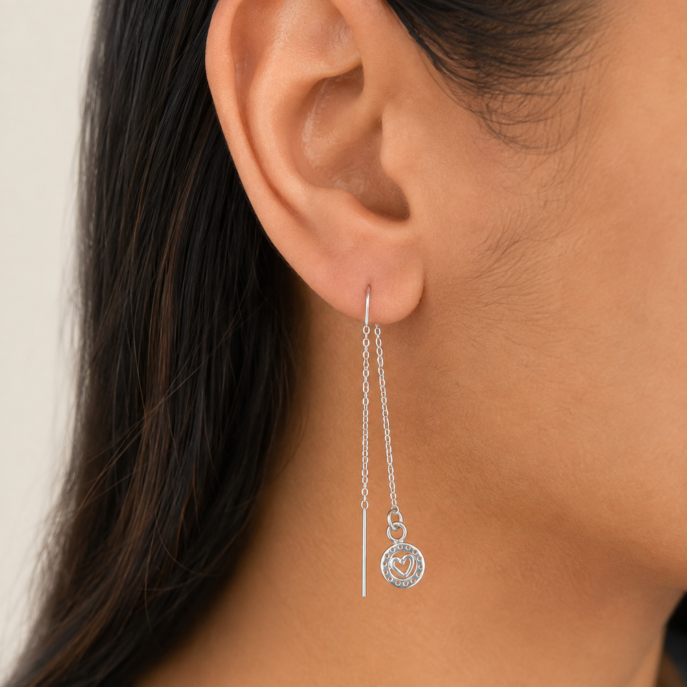 Aretes Coralie Medallón Corazón Plata .925