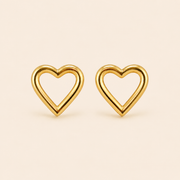 Aretes Corazón Maelle Dorados Hadorelle en acero inoxidable