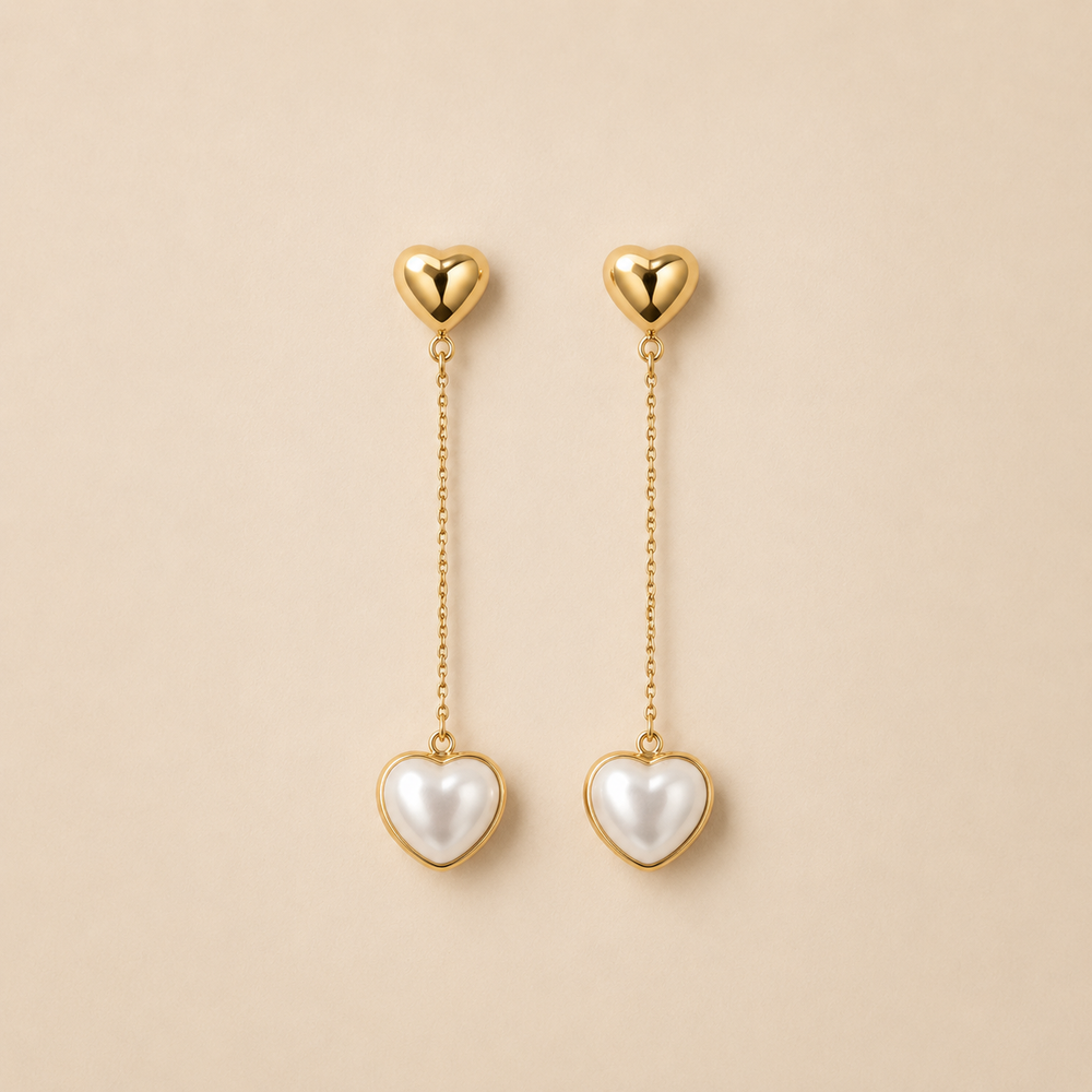Aretes Doble Corazón Lisette Dorados