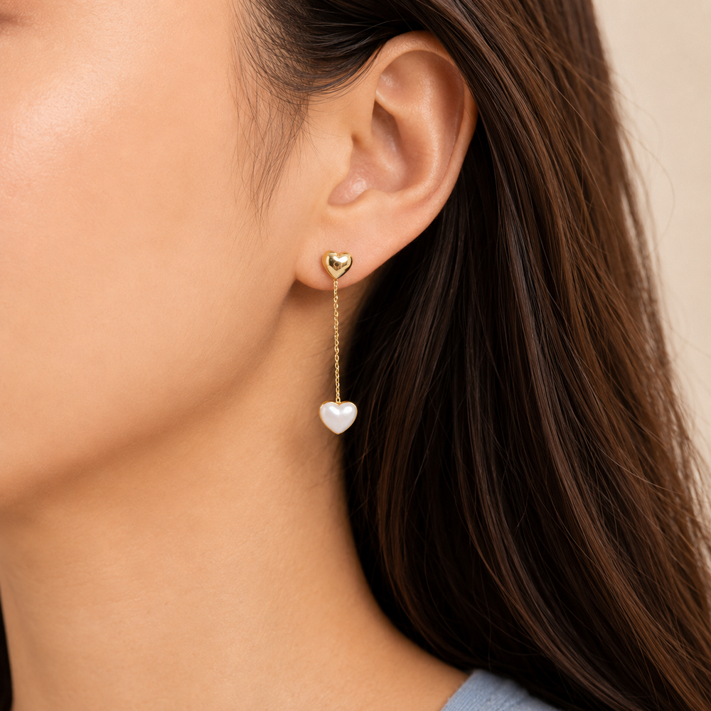 Aretes Doble Corazón Lisette Dorados