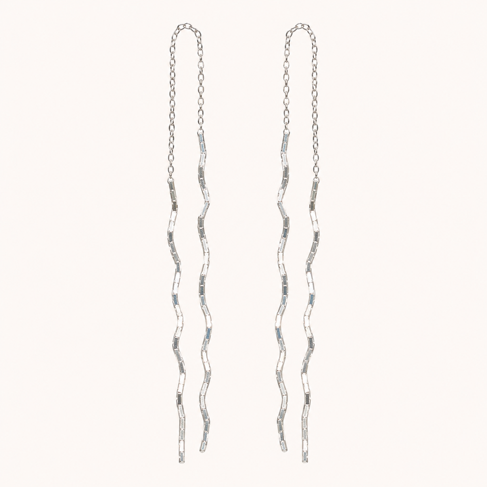 Aretes Elvire Pasantes Ondulados Plata .925