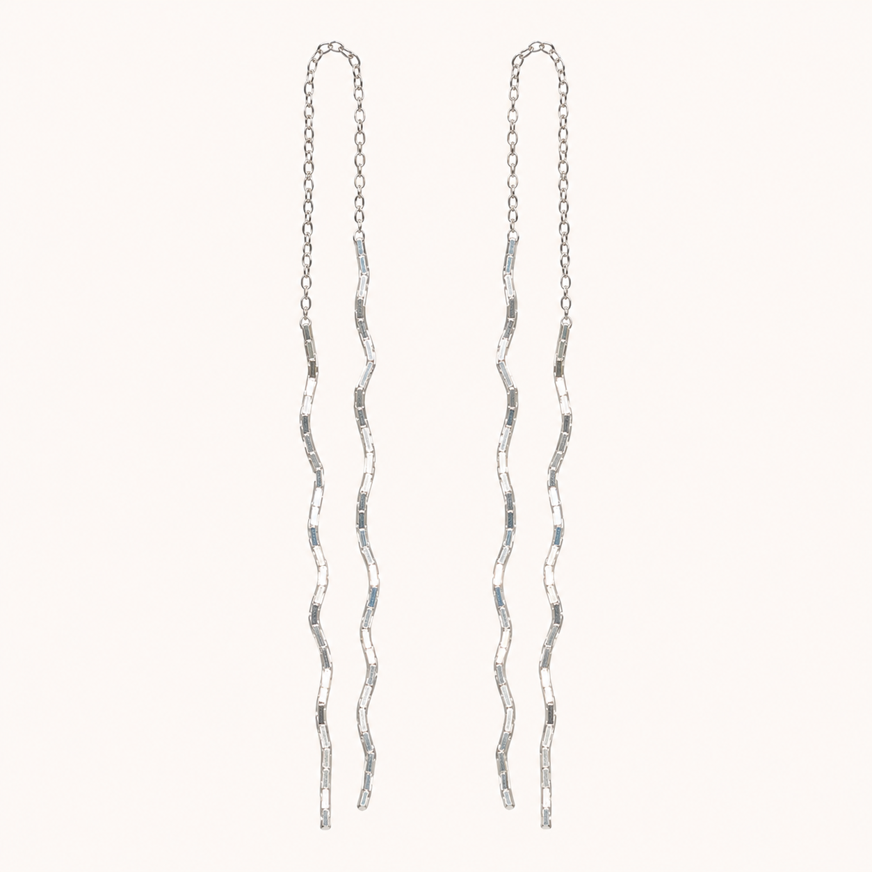 Aretes Elvire Pasantes Ondulados Plata .925