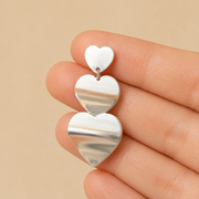 Aretes Elysiane Trío de Corazones Plata .925