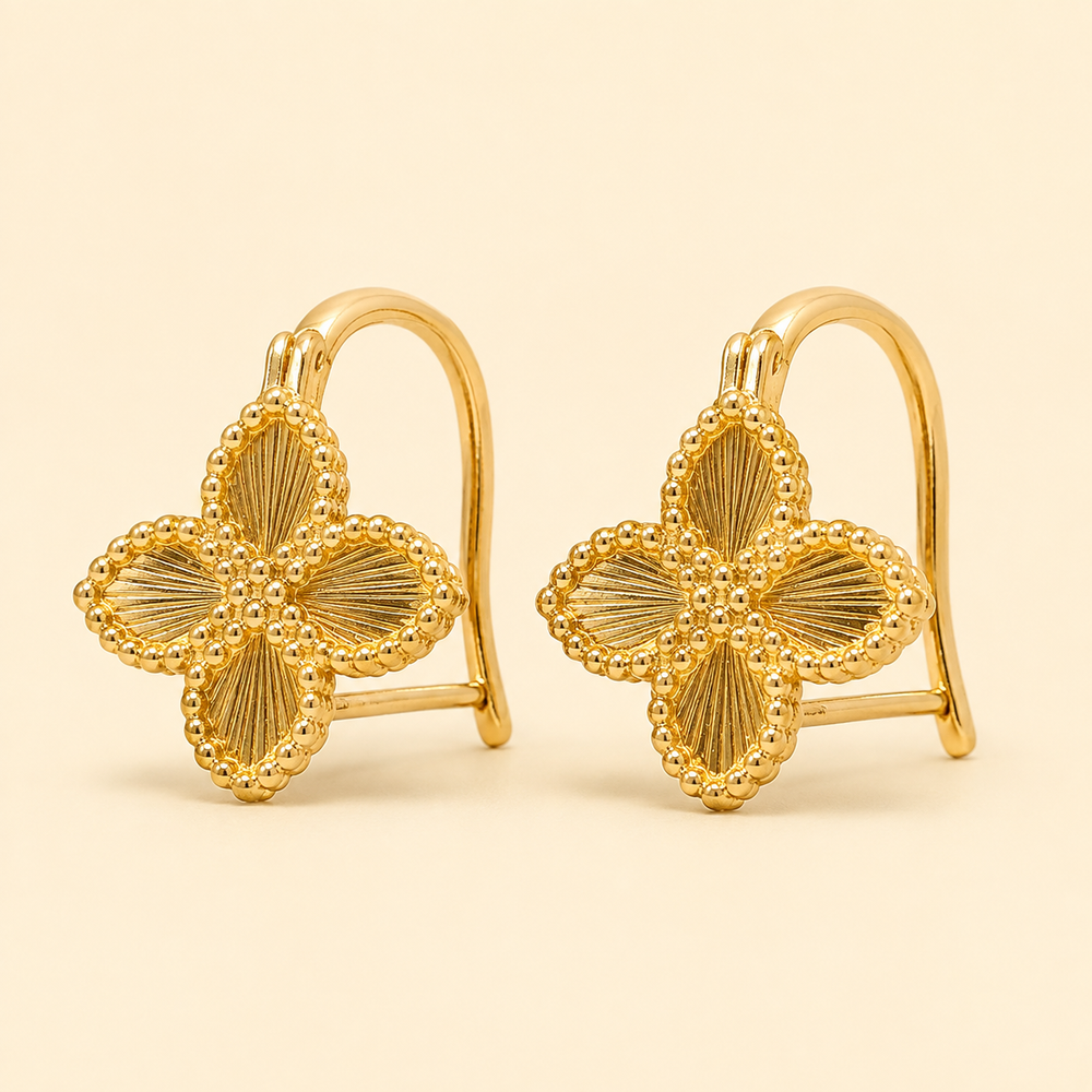 Aretes Evania Trébol Dorados Chapa de Oro