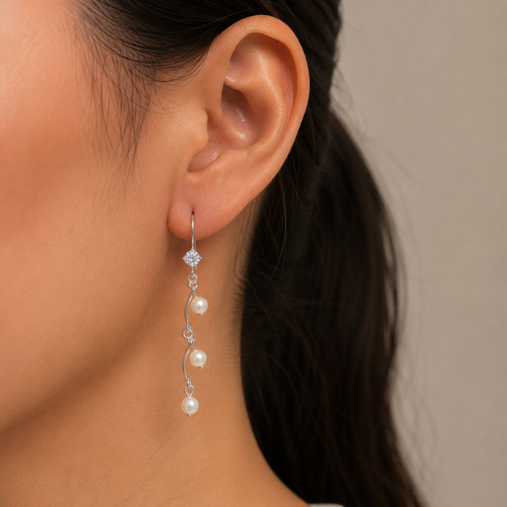 Aretes Lysenne Cascada de Perlas Plata .925