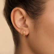 Aretes Noélie Cristal Rosa Acero Dorado