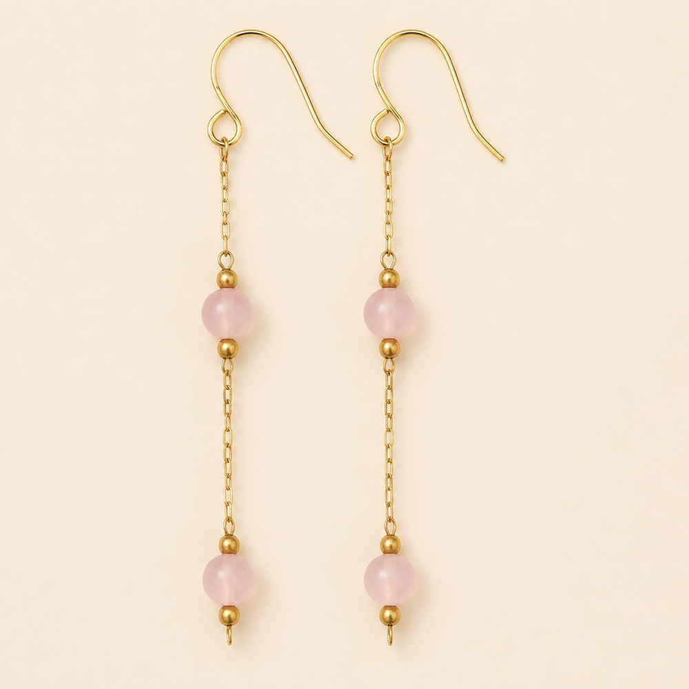 Aretes Rosélia Rosa Dorado