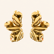 Aretes Solé Hoja Dorada Hadorelle en acero inoxidable