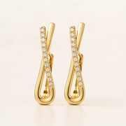 Aretes Véliane Gota Cruzada Chapa de Oro
