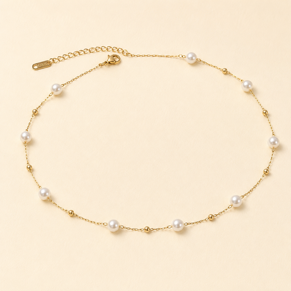 Collar Celestine Perlas Doradas