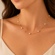 Collar Celestine Perlas Doradas