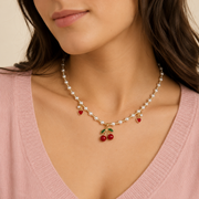 Collar Cerise Perlas y Corazones