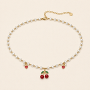 Collar Cerise Perlas y Corazones