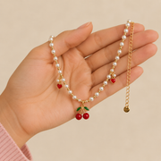 Collar Cerise Perlas y Corazones