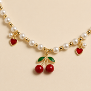 Collar Cerise Perlas y Corazones