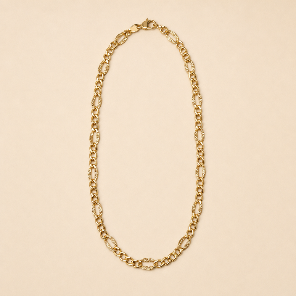 Collar Lioré Fígaro Texturizado Chapa de Oro 18K