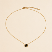 Collar Noir Flor Negra Hadorelle en acero inoxidable