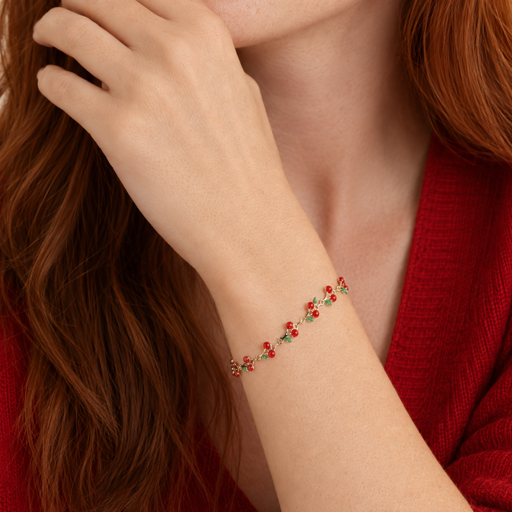 Pulsera Cerise Cerezas Doradas