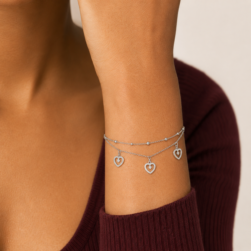 Pulsera Evelisse Tres Corazones