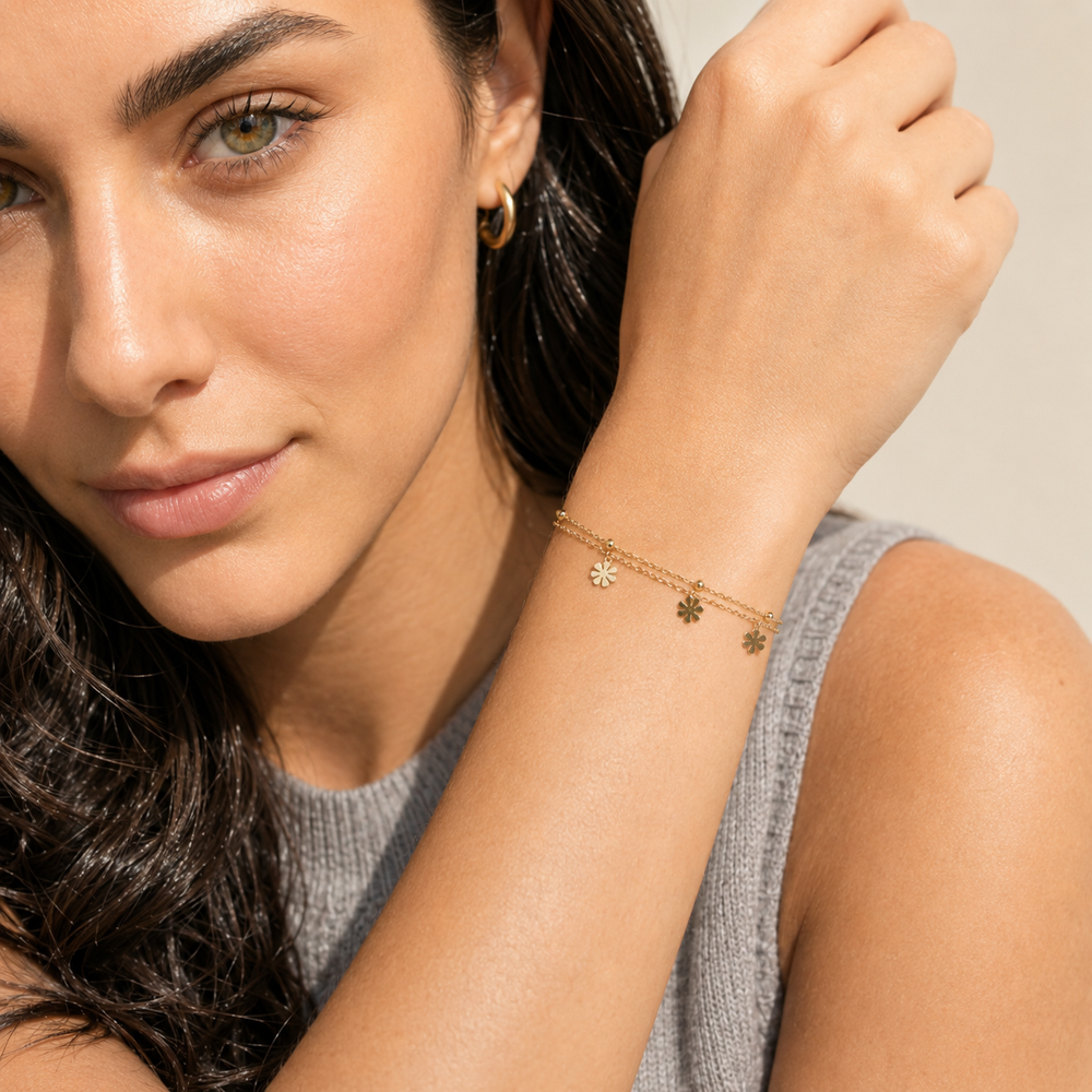 Pulsera Florelle Doble Dorada