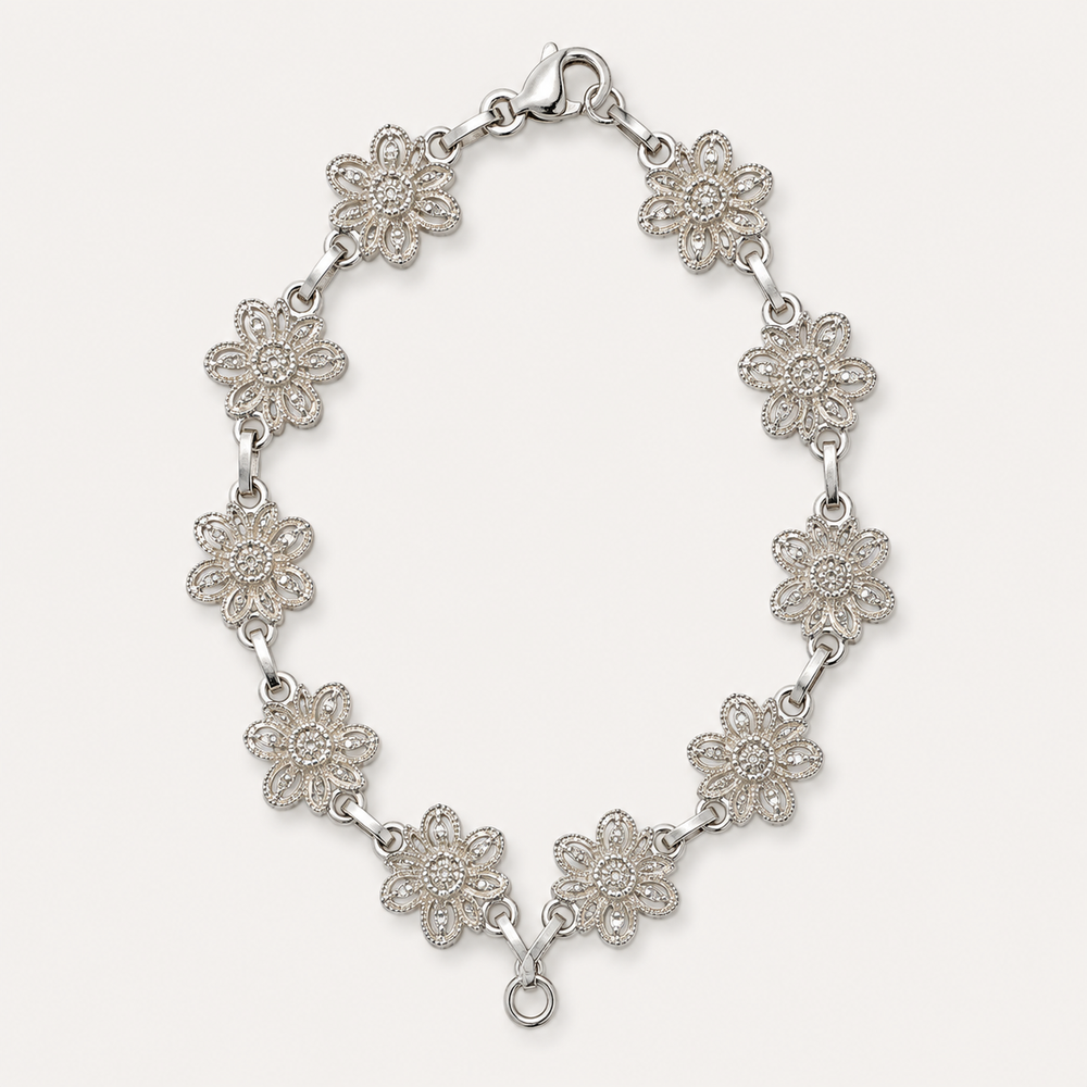 Pulsera Floriane Filigrana Floral Plata .925
