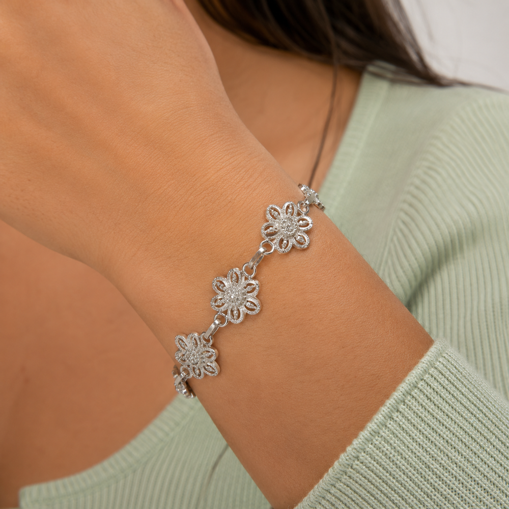 Pulsera Floriane Filigrana Floral Plata .925