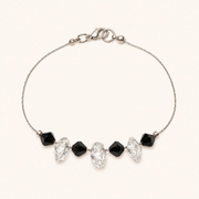Pulsera Nerisse Cristales Negro y Transparente Plata .925