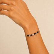 Pulsera Nerisse Cristales Negro y Transparente Plata .925